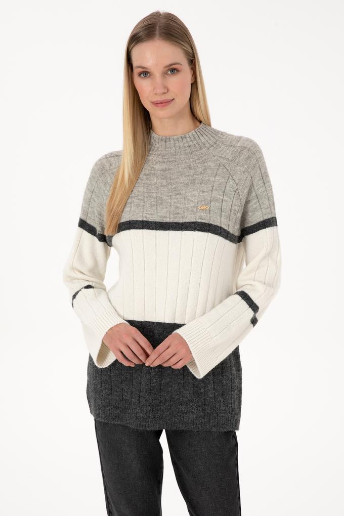 Kadın Gri Melanj Kazak