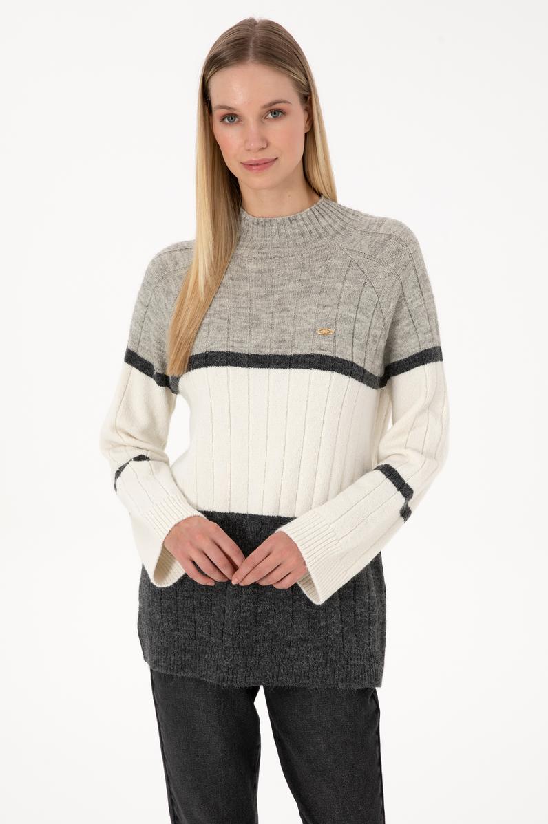 Kadın Gri Melanj Kazak