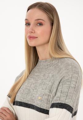 Kadın Gri Melanj Kazak - 50314841010