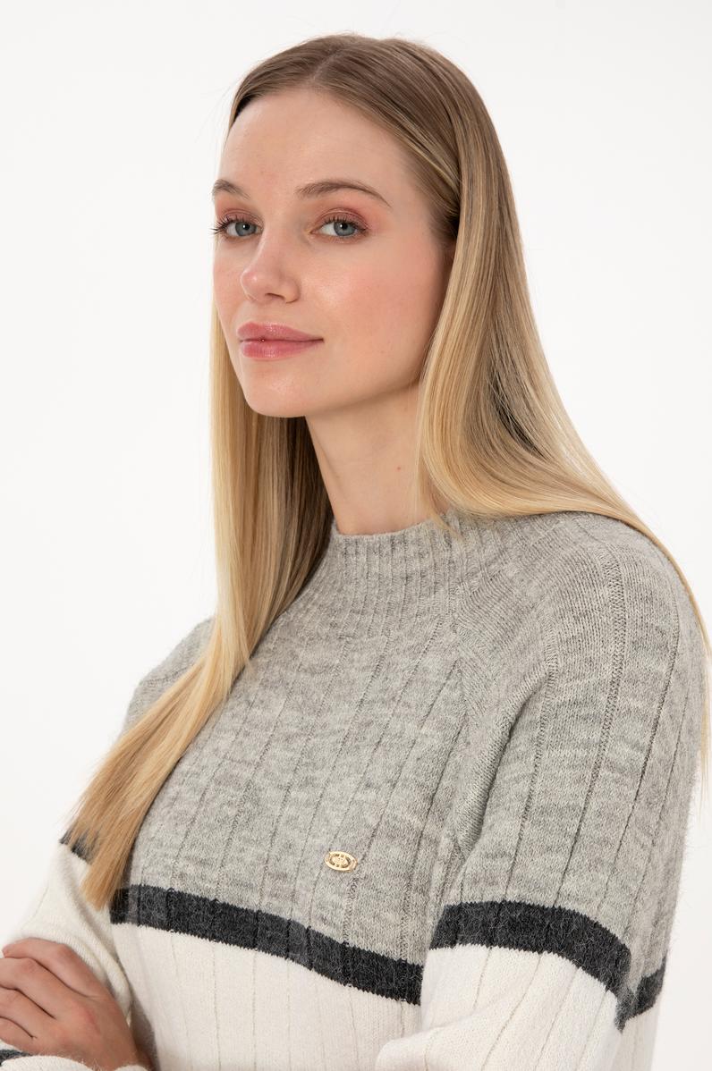 Kadın Gri Melanj Kazak