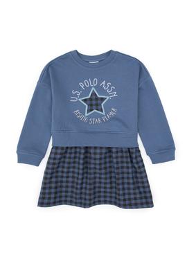 Kız Çocuk Açık Lacivert Örme Elbise - 50318089025