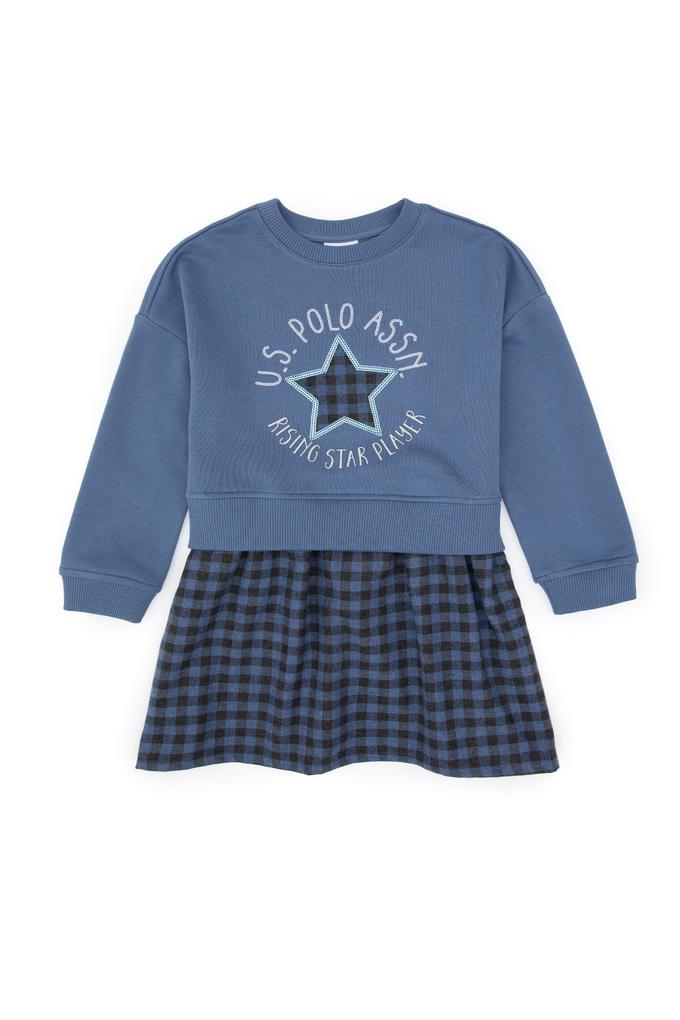 Kız Çocuk Açık Lacivert Örme Elbise