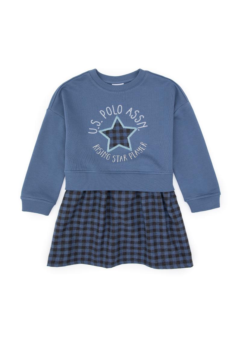 Kız Çocuk Açık Lacivert Örme Elbise