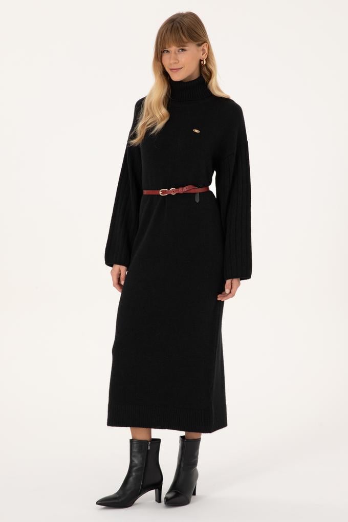 Kadın Siyah Triko Elbise