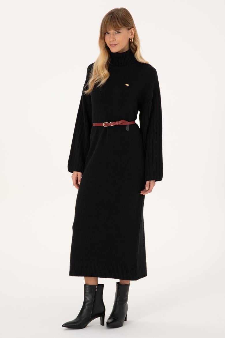 Kadın Siyah Triko Elbise