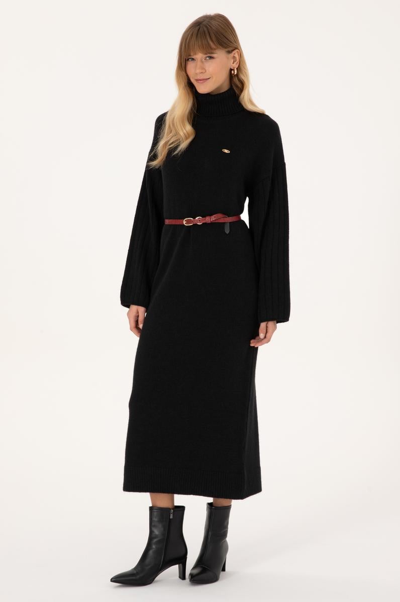 Kadın Siyah Triko Elbise