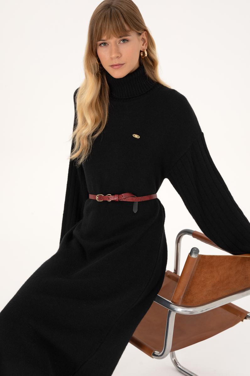 Kadın Siyah Triko Elbise