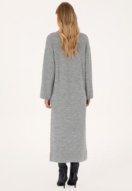 Kadın Gri Melanj Triko Elbise - 50314645019