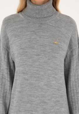 Kadın Gri Melanj Triko Elbise - 50314645019