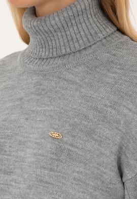 Kadın Gri Melanj Triko Elbise - 50314645019