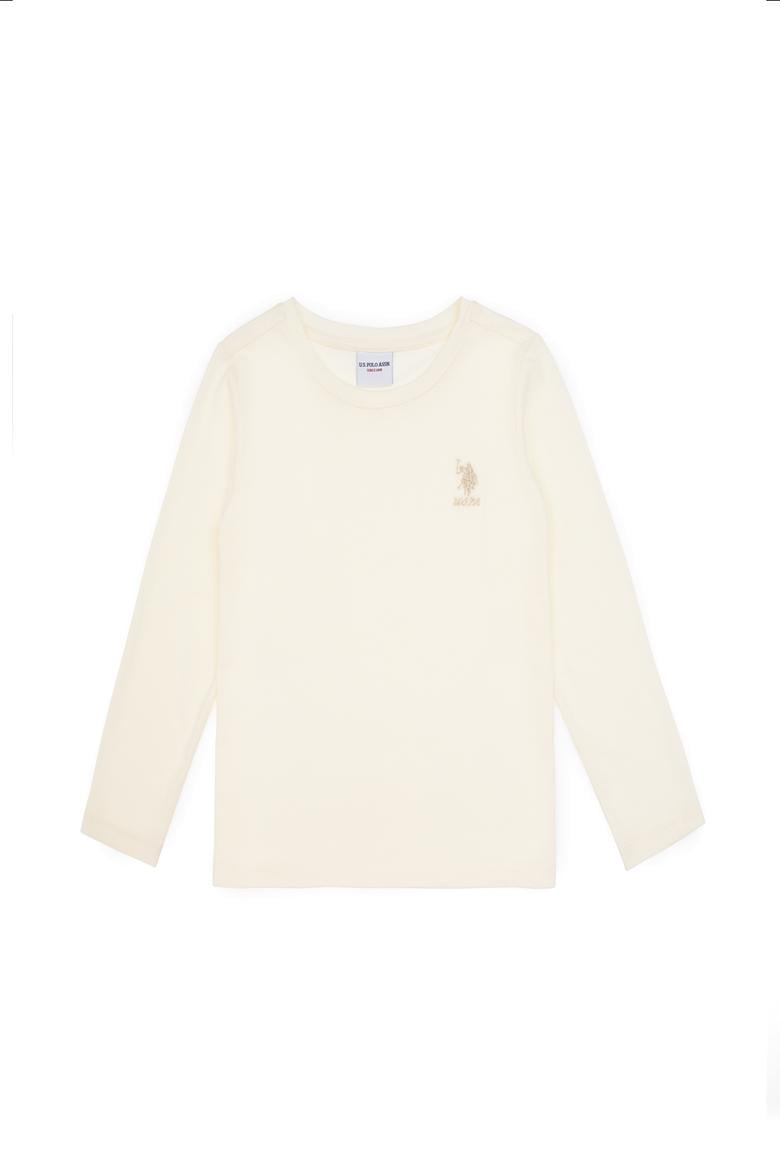 Kız Çocuk Krem Basic Tişört - 50317923056