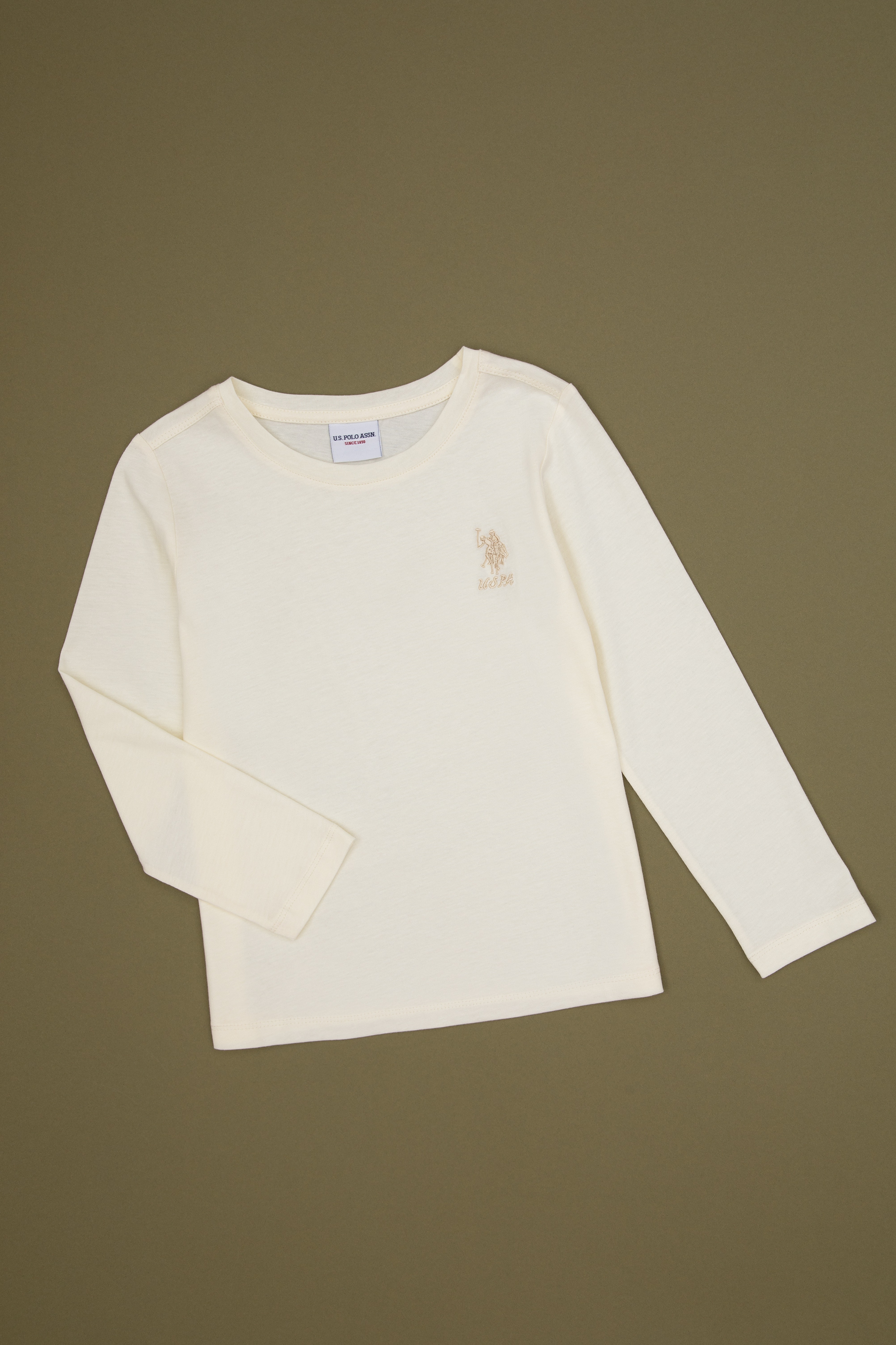 Kız Çocuk Krem Bisiklet Yaka Basic Sweatshirt