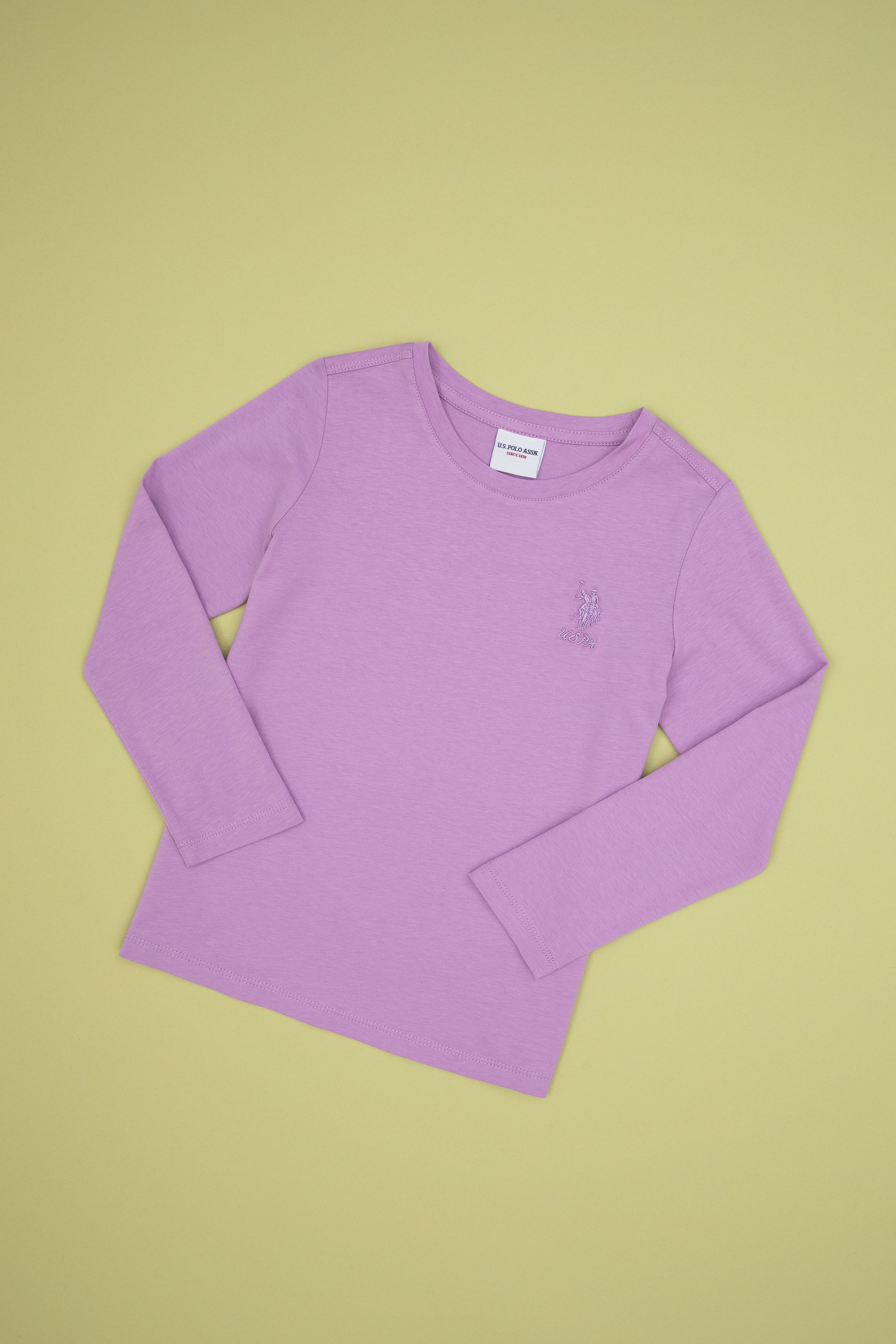 Kız Çocuk Lila Bisiklet Yaka Basic Sweatshirt