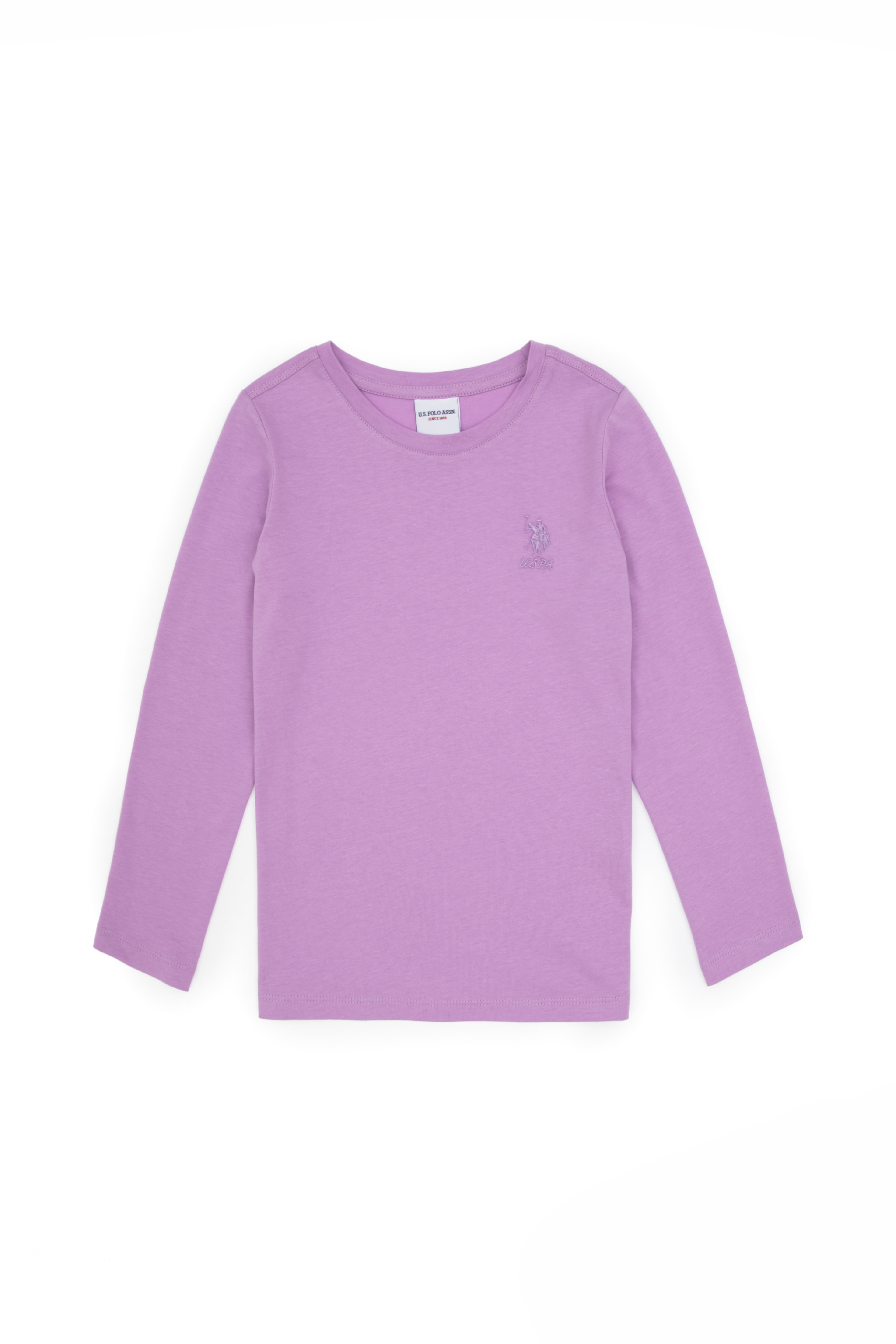 Kız Çocuk Lila Bisiklet Yaka Basic Sweatshirt