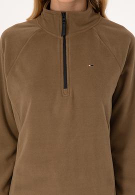 Kadın Açık Haki Fermuarlı Dik Yaka Polar Sweatshirt - 50316714011