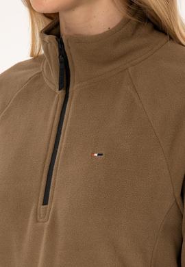 Kadın Açık Haki Fermuarlı Dik Yaka Polar Sweatshirt - 50316714011