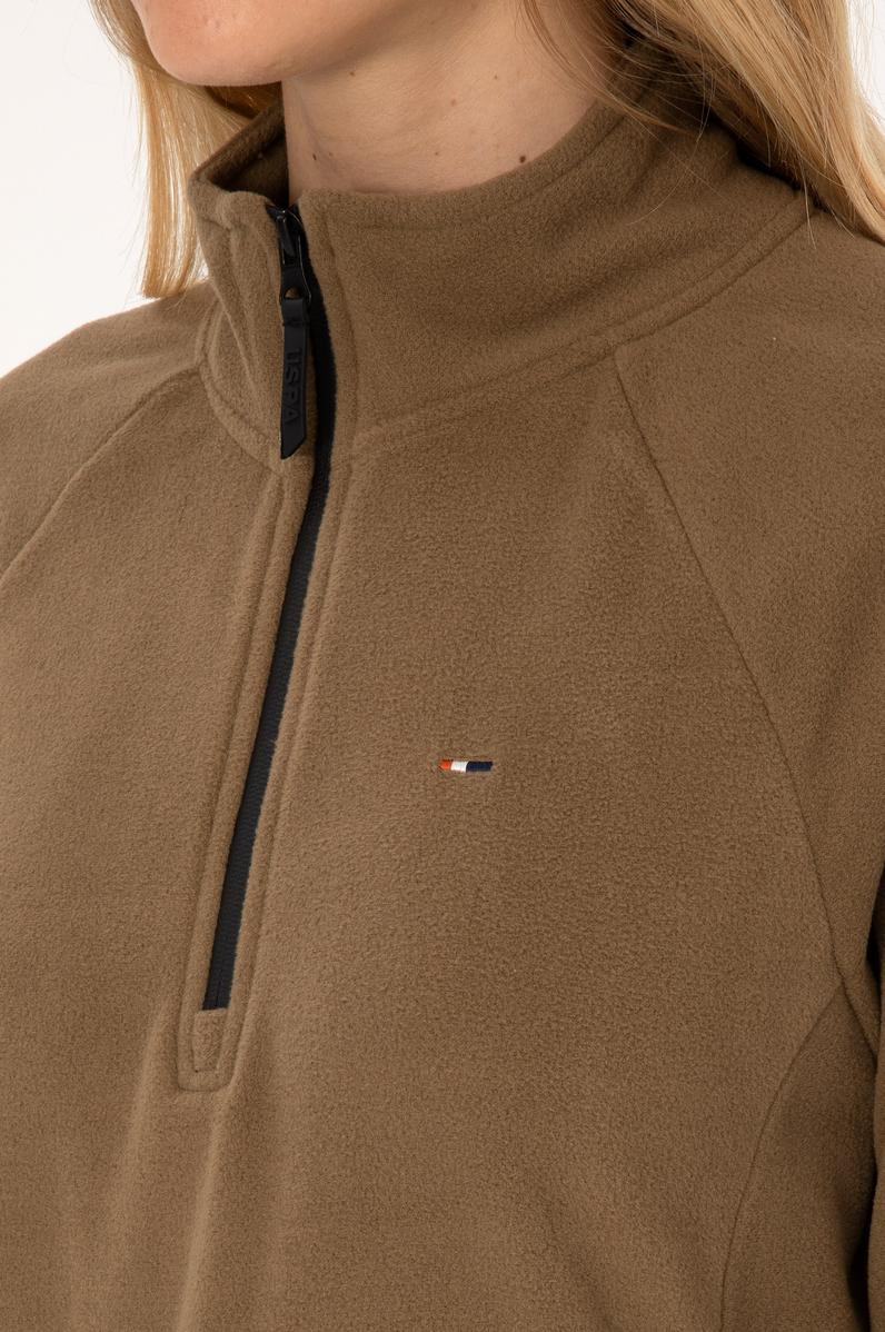 Kadın Açık Haki Fermuarlı Dik Yaka Polar Sweatshirt