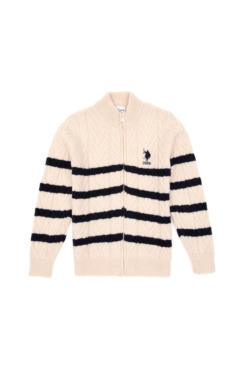 Erkek Çocuk Fermuarlı Krem Triko Hırka - 50295651029