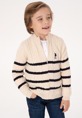 Erkek Çocuk Fermuarlı Krem Triko Hırka - 50295651029