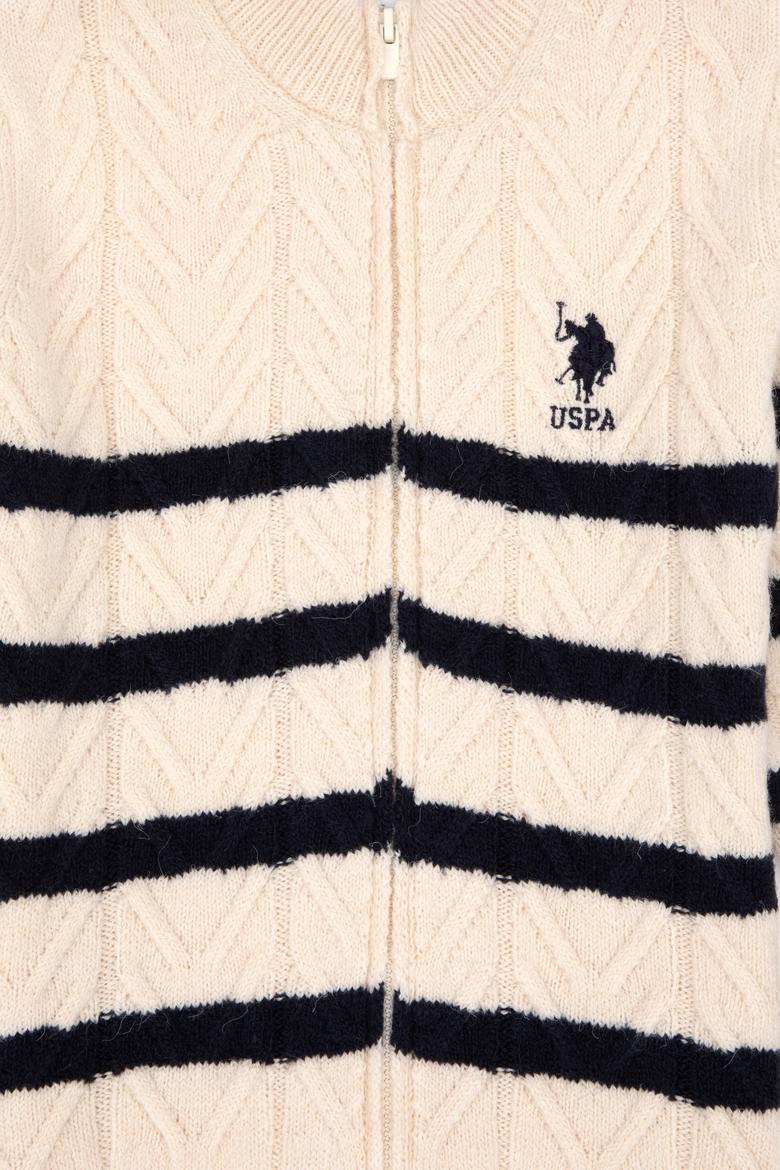 Erkek Çocuk Fermuarlı Krem Triko Hırka - 50295651029