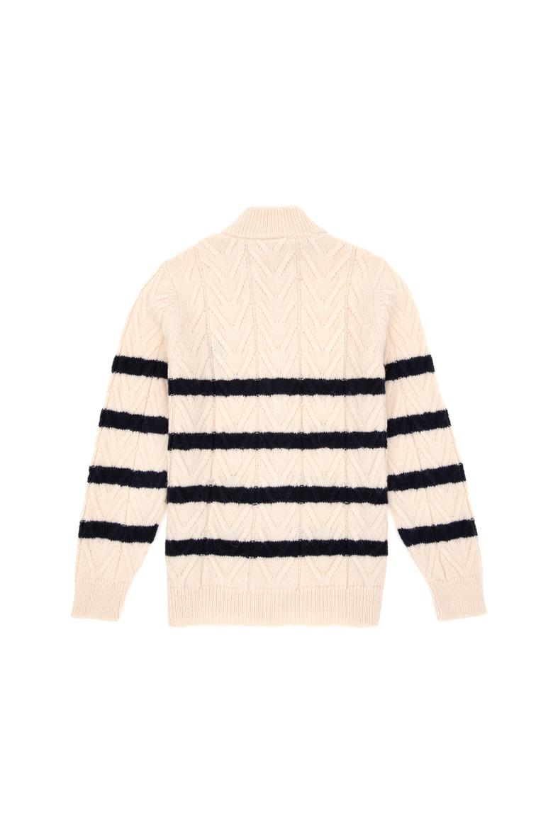 Erkek Çocuk Fermuarlı Krem Triko Hırka - 50295651029