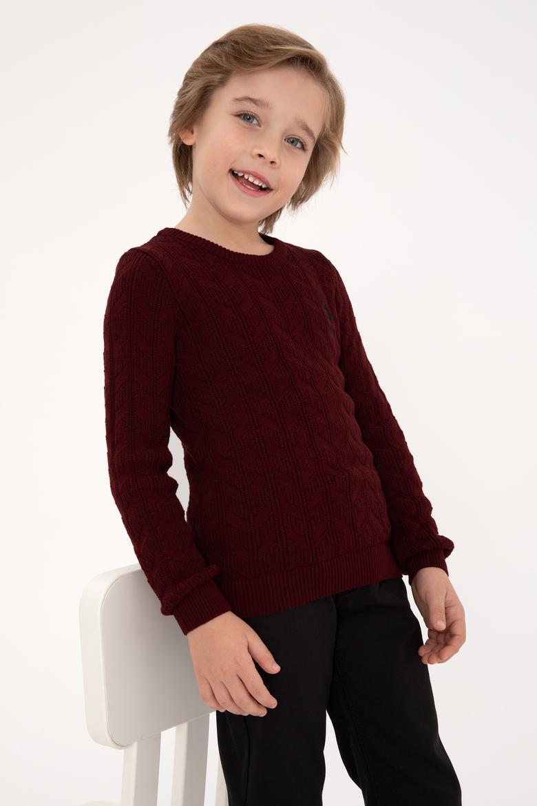 Erkek Çocuk Bordo Basic Kazak