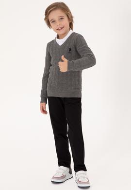 Erkek Çocuk Gri Melanj Basic Kazak - 50315639043