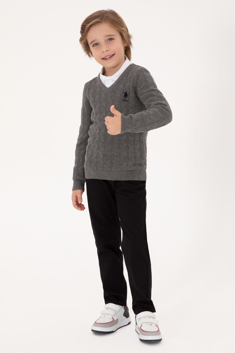 Erkek Çocuk Gri Melanj Basic Kazak - 50315639043