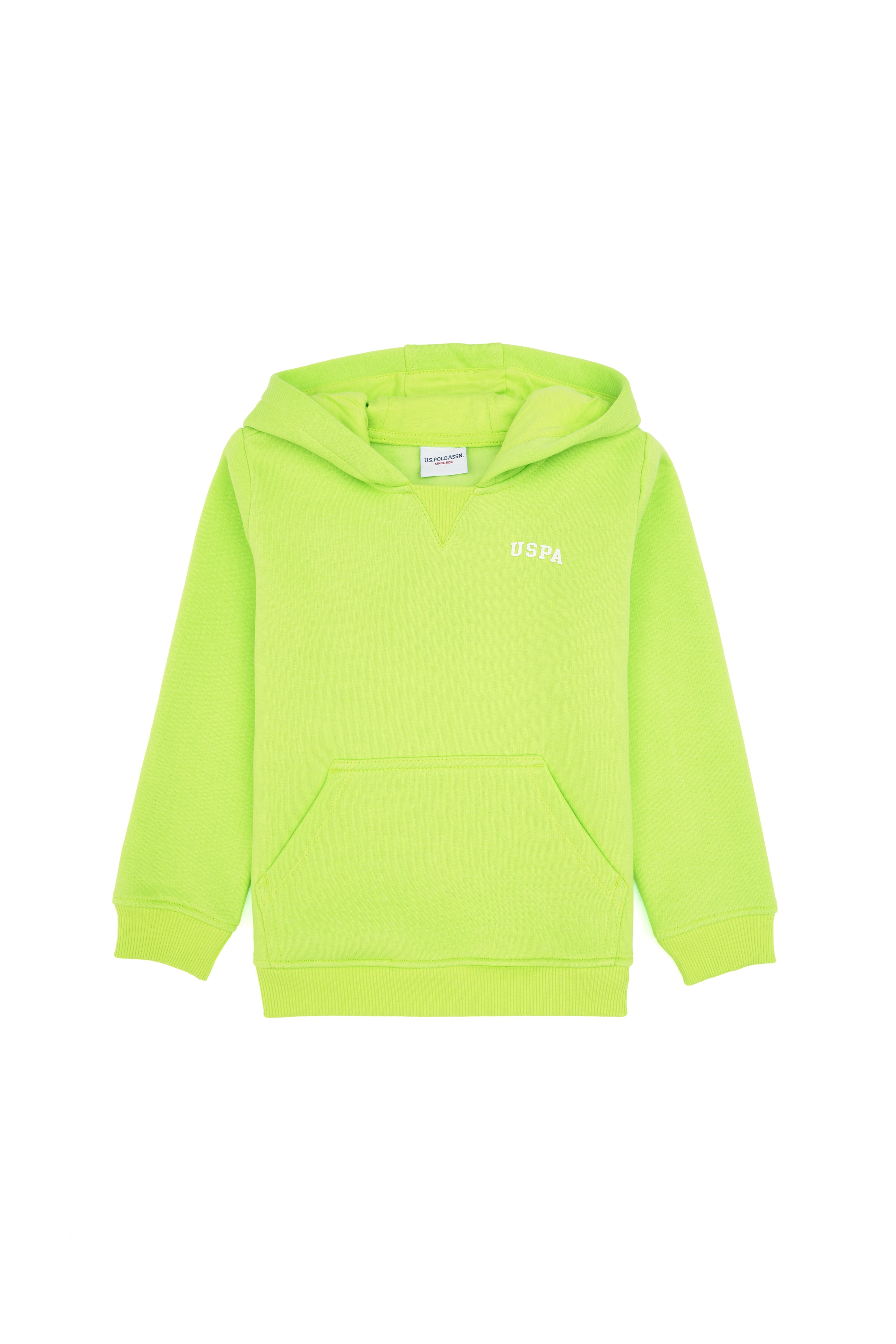 Erkek Çocuk Yeşil Basic Kapüşonlu Şardonlu Sweatshirt