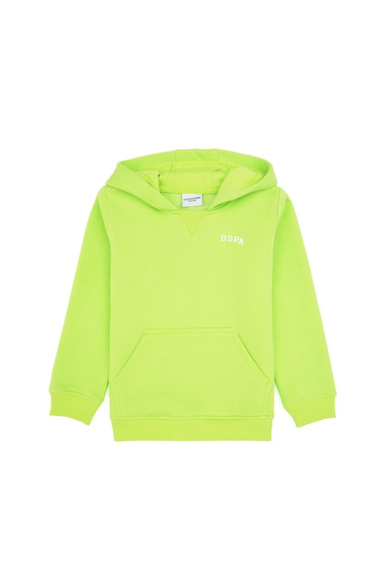 Erkek Çocuk Yeşil Basic Kapüşonlu Şardonlu Sweatshirt - 50313808169