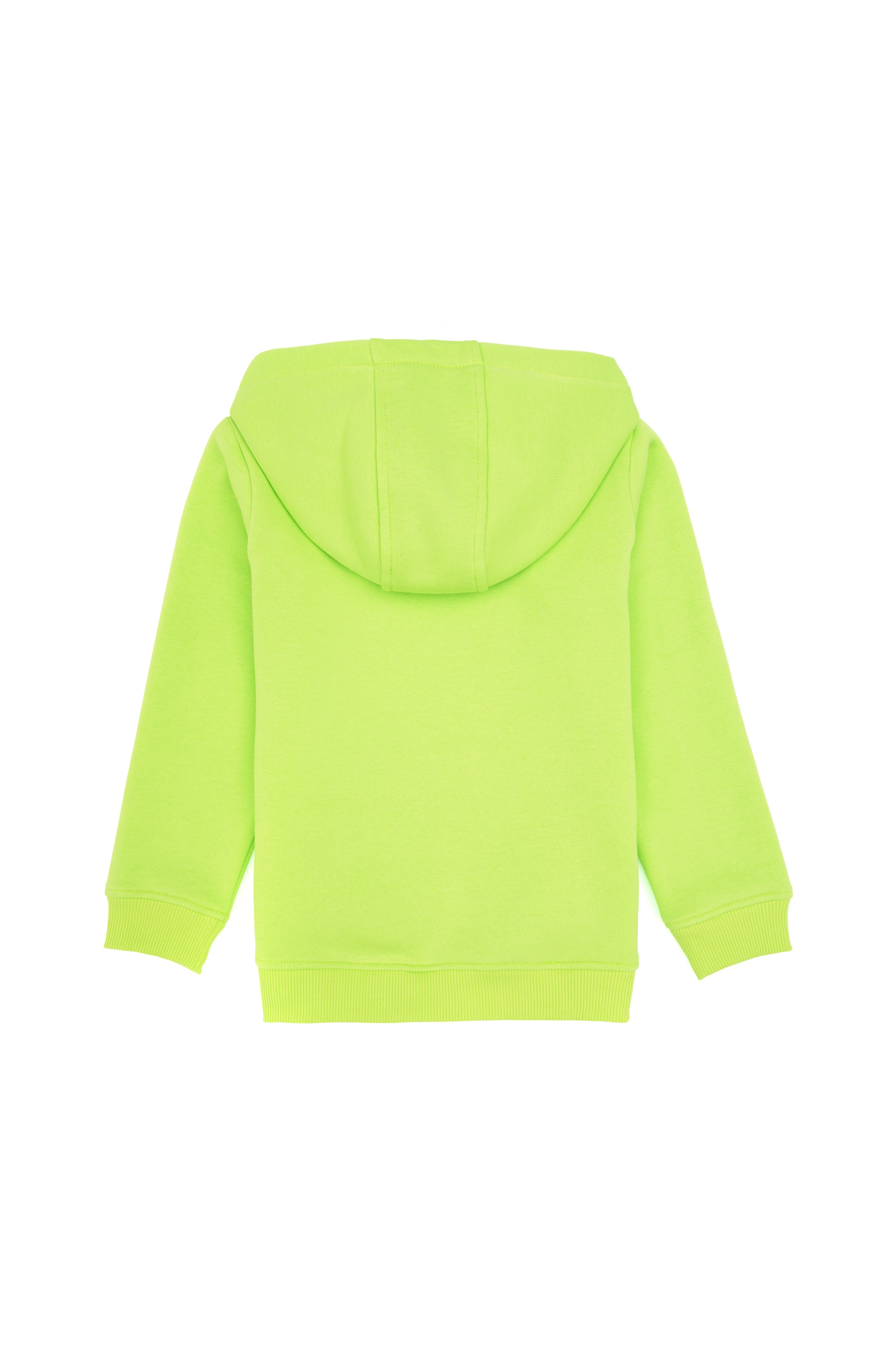 Erkek Çocuk Yeşil Basic Kapüşonlu Şardonlu Sweatshirt