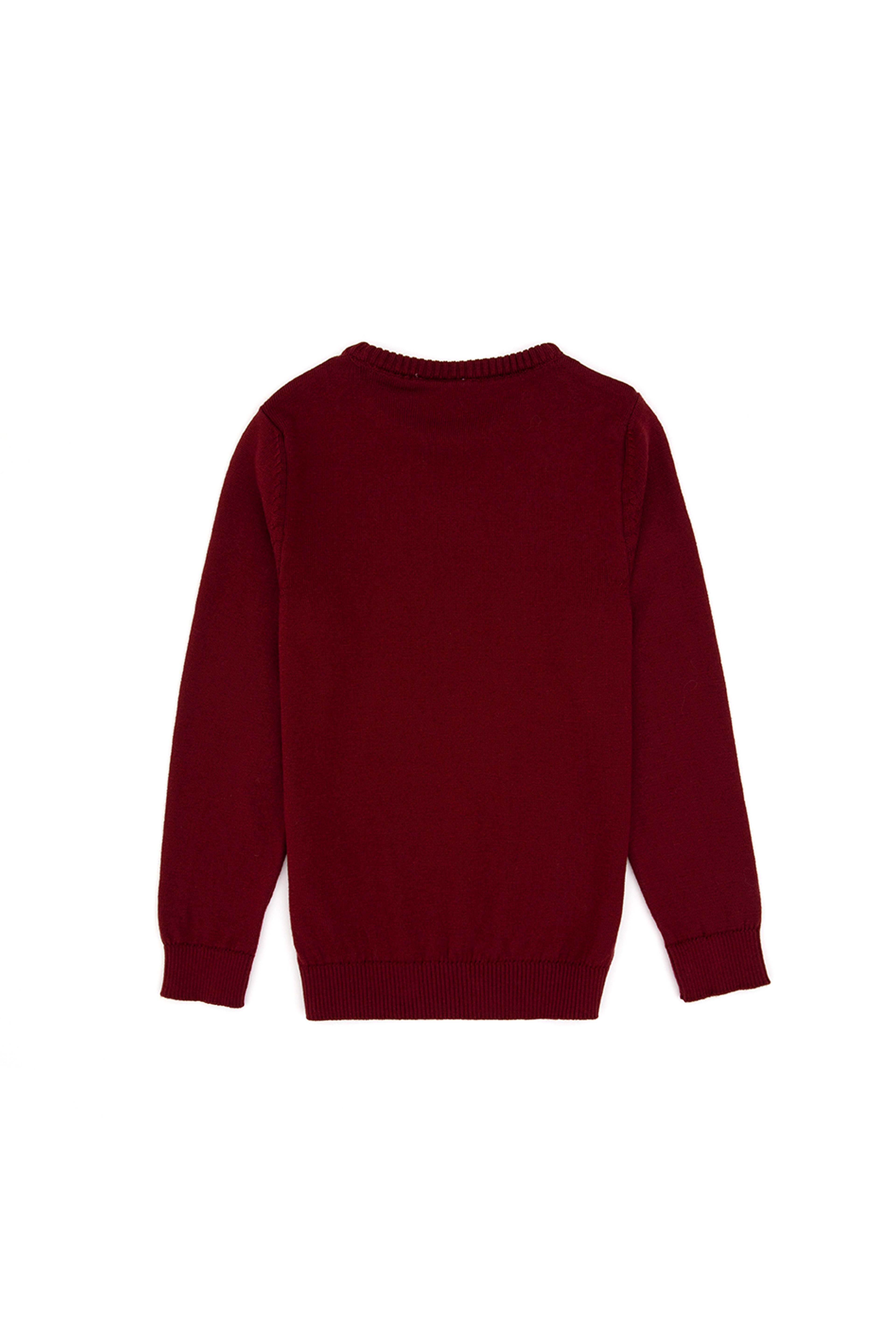 Erkek Çocuk Bordo Bisiklet Yaka Basic Kazak