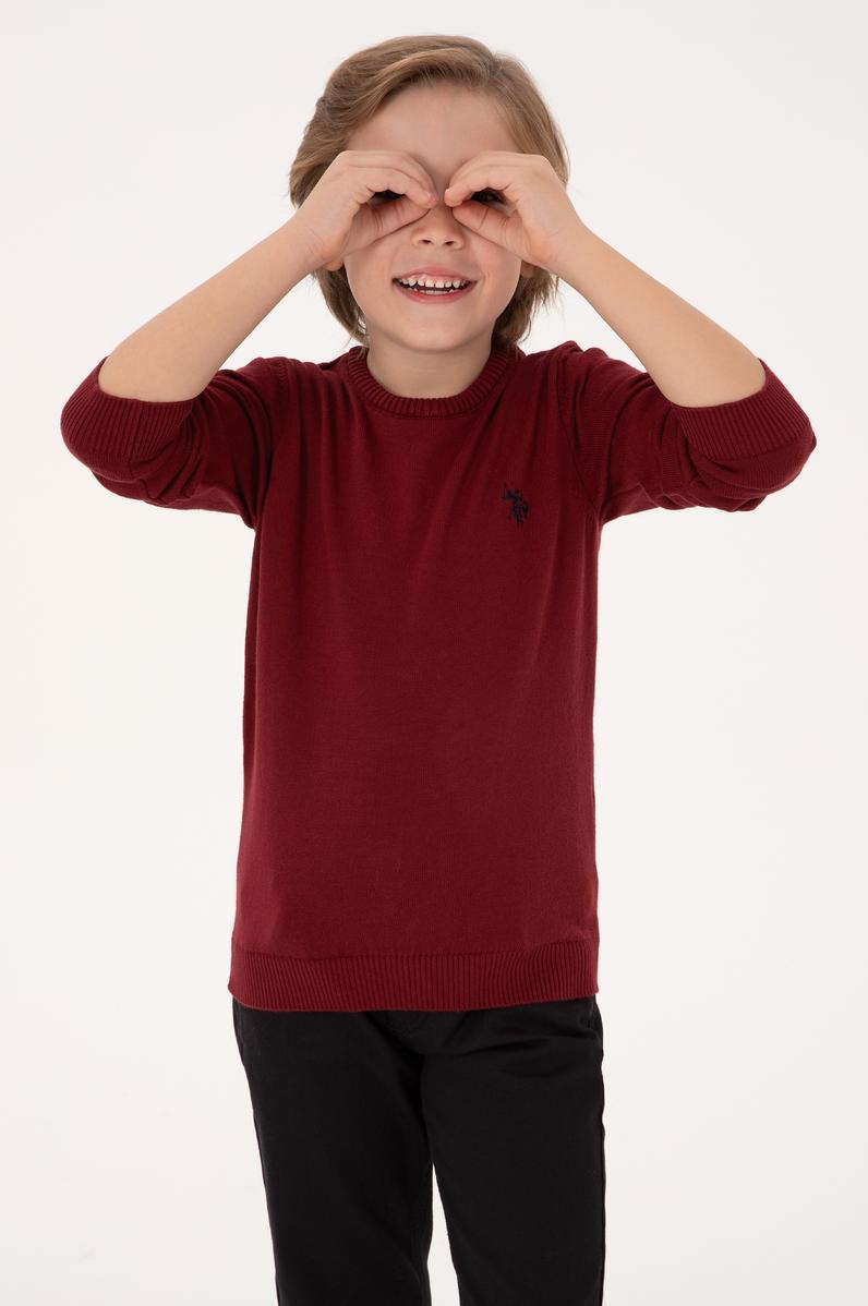 Erkek Çocuk Bordo Basic Kazak