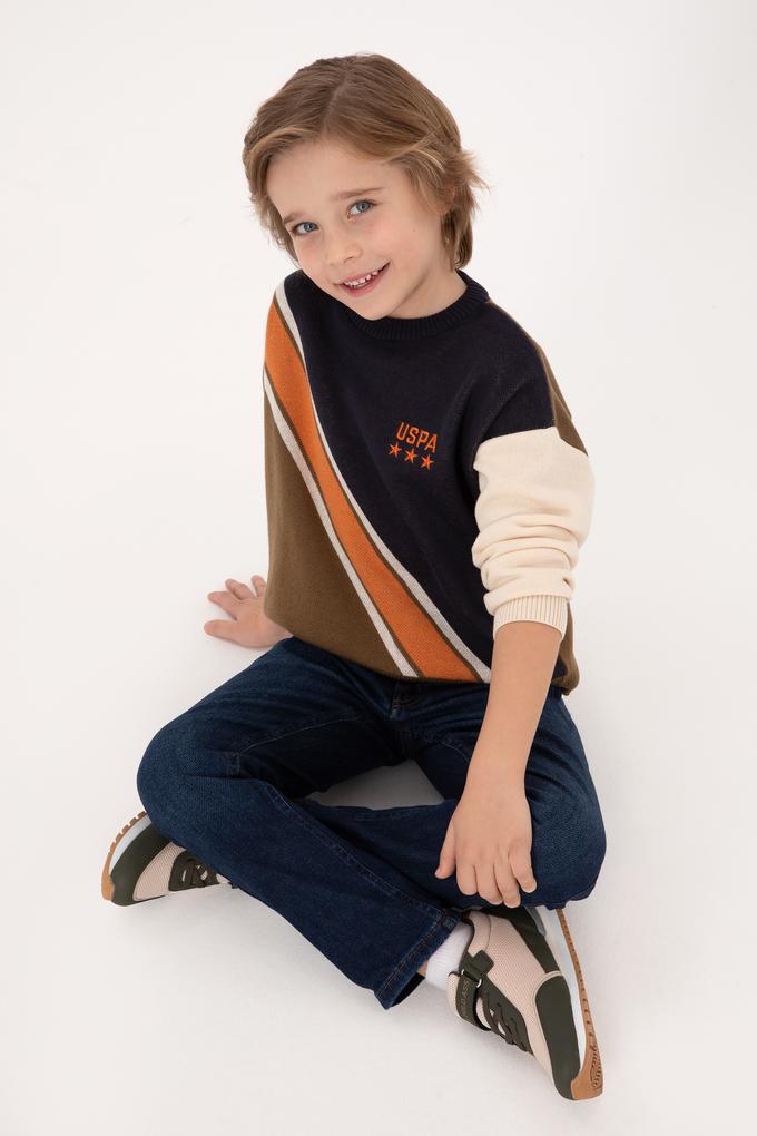 Erkek Çocuk Lacivert Bisiklet Yaka Kazak