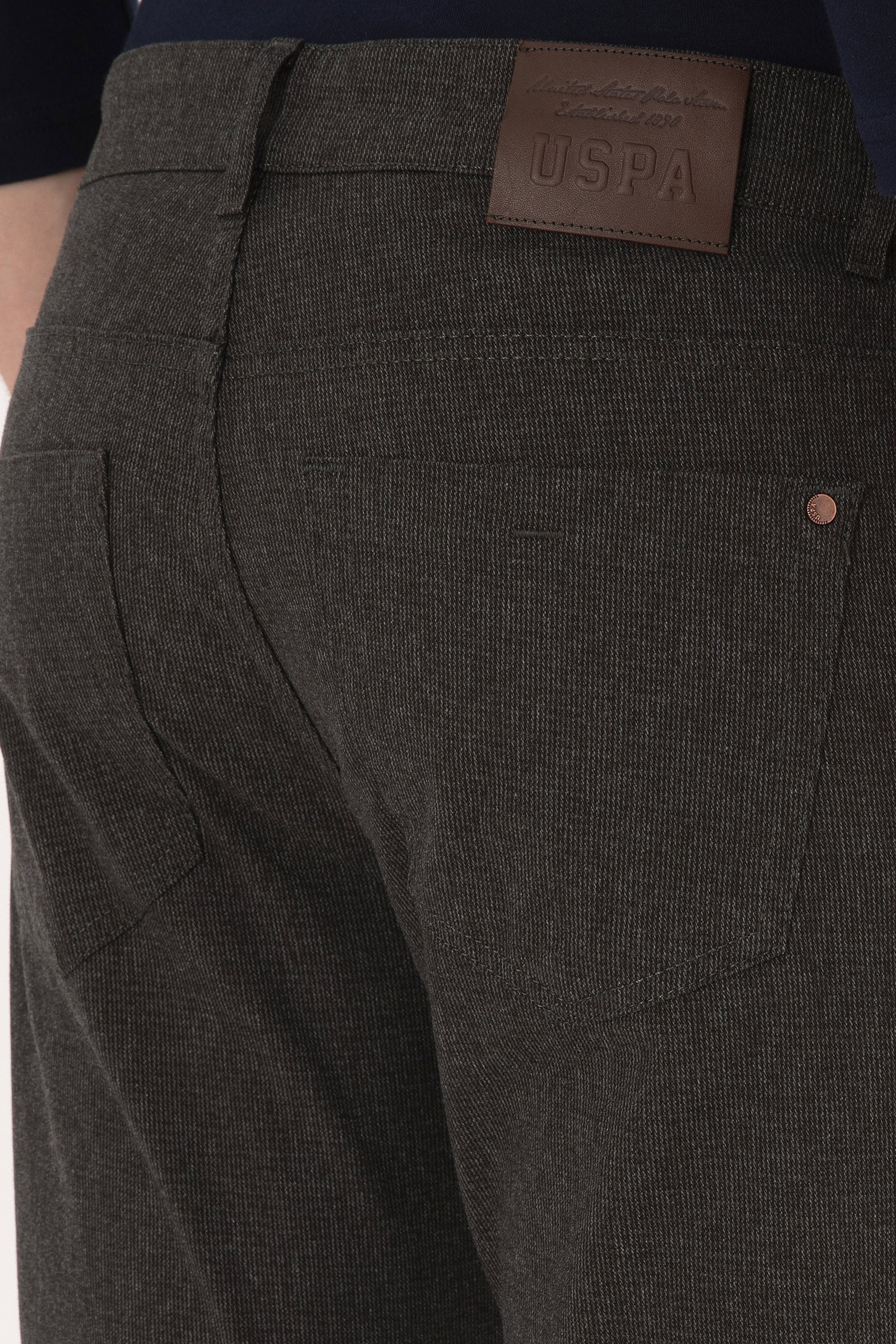 Erkek Koyu Yeşil Slim Fit Kanvas / Chino Pantolon - Image 6