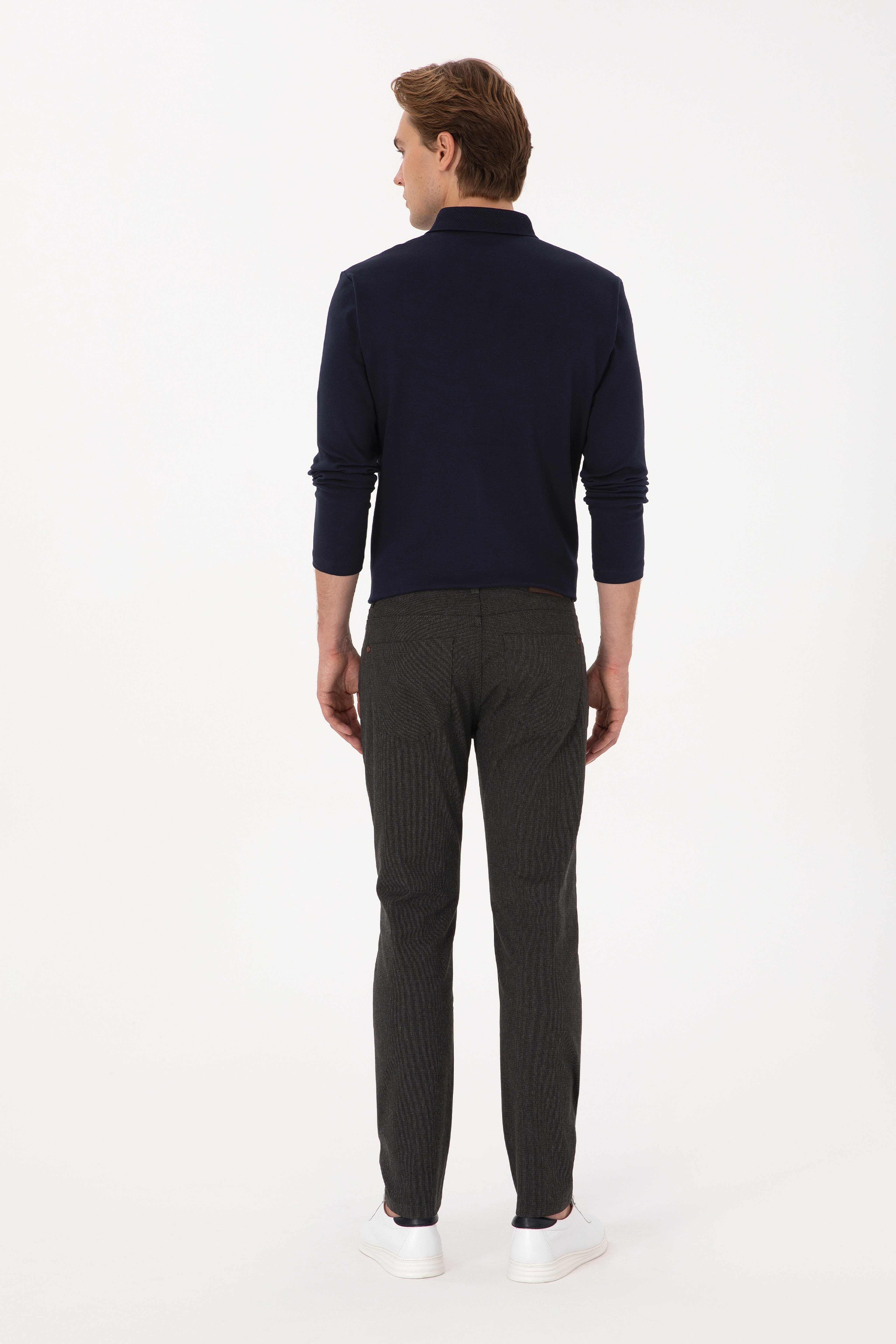 Erkek Koyu Yeşil Slim Fit Kanvas / Chino Pantolon - Image 4