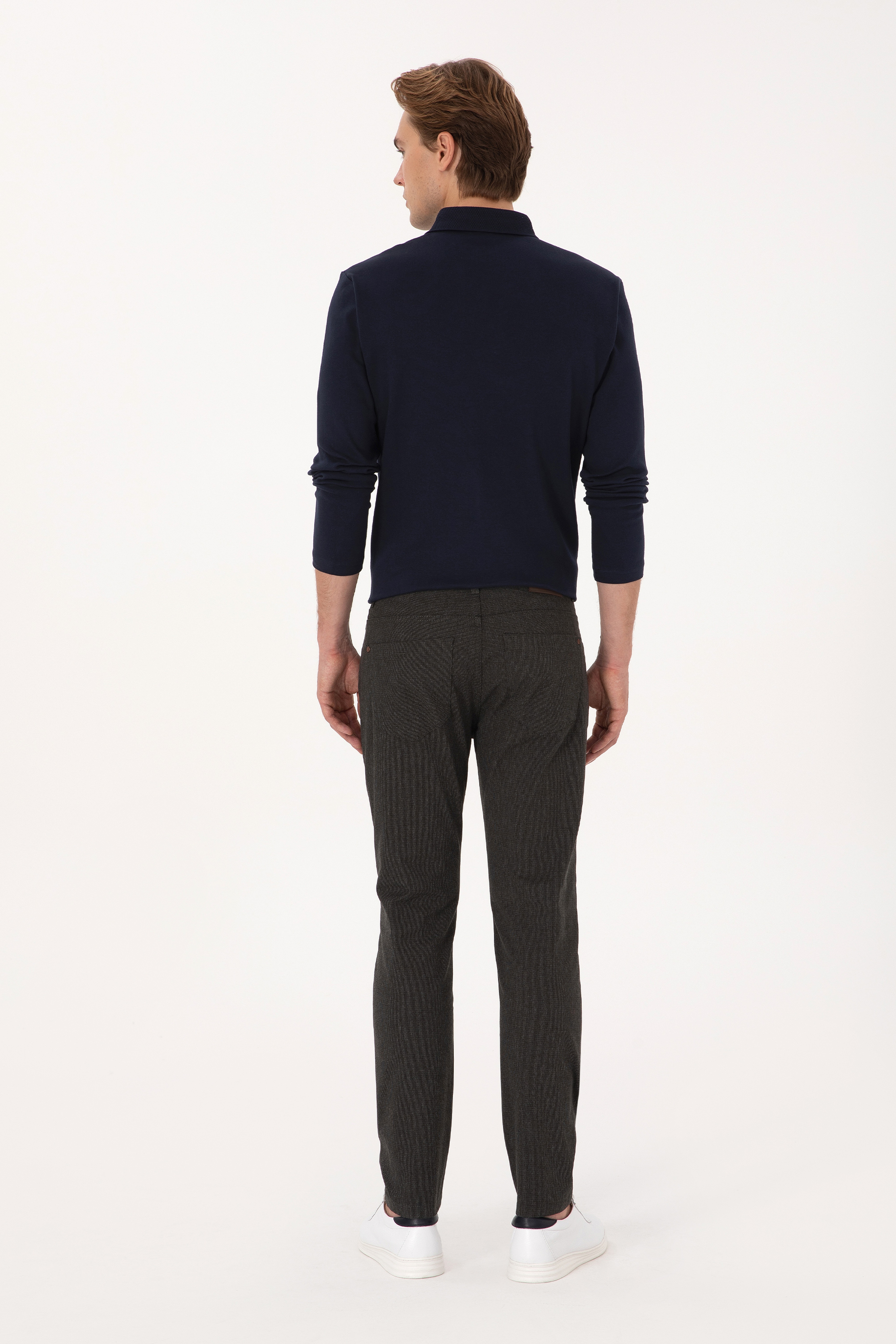 Erkek Koyu Yeşil Slim Fit Kanvas / Chino Pantolon