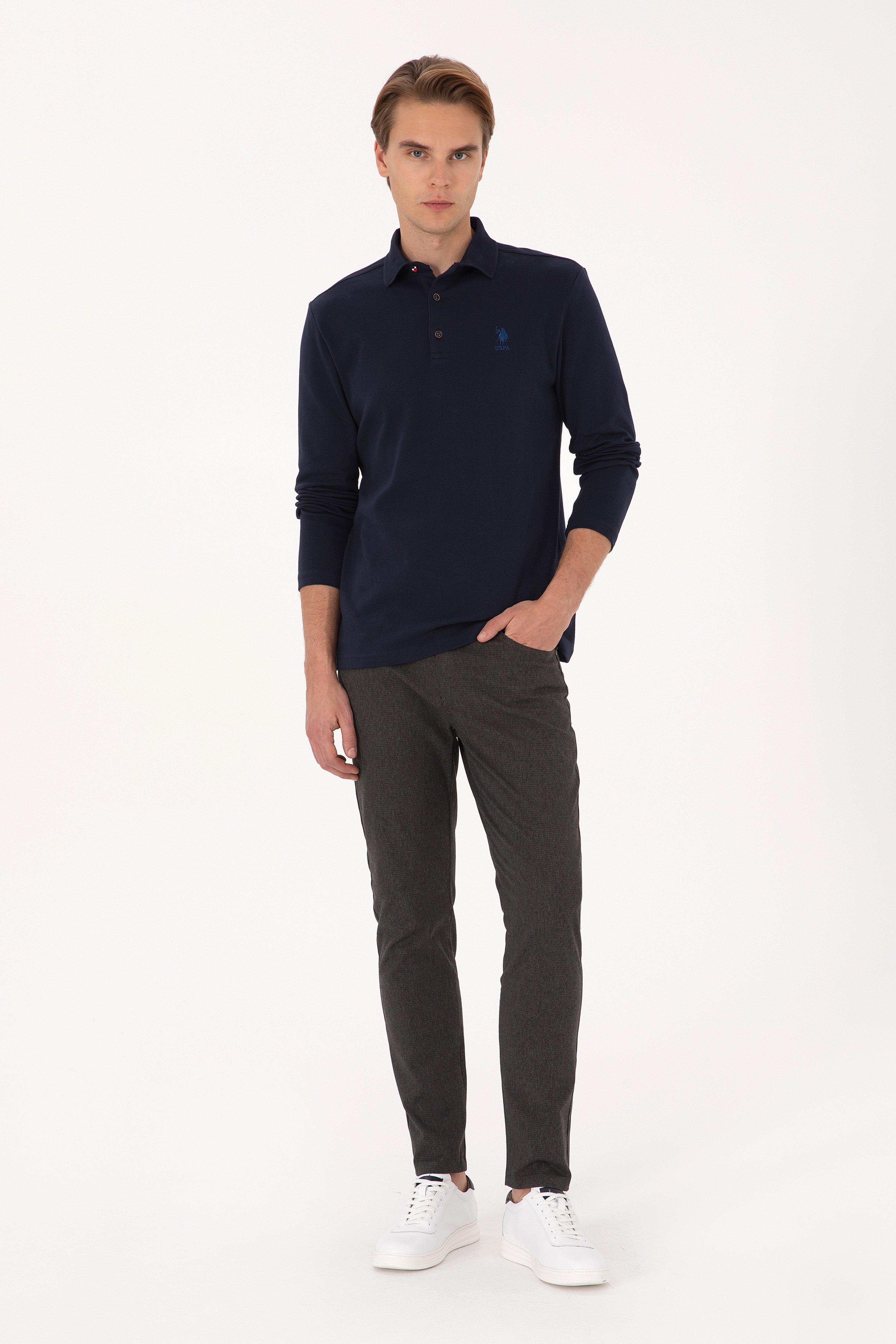 Erkek Koyu Yeşil Slim Fit Kanvas / Chino Pantolon - Image 3