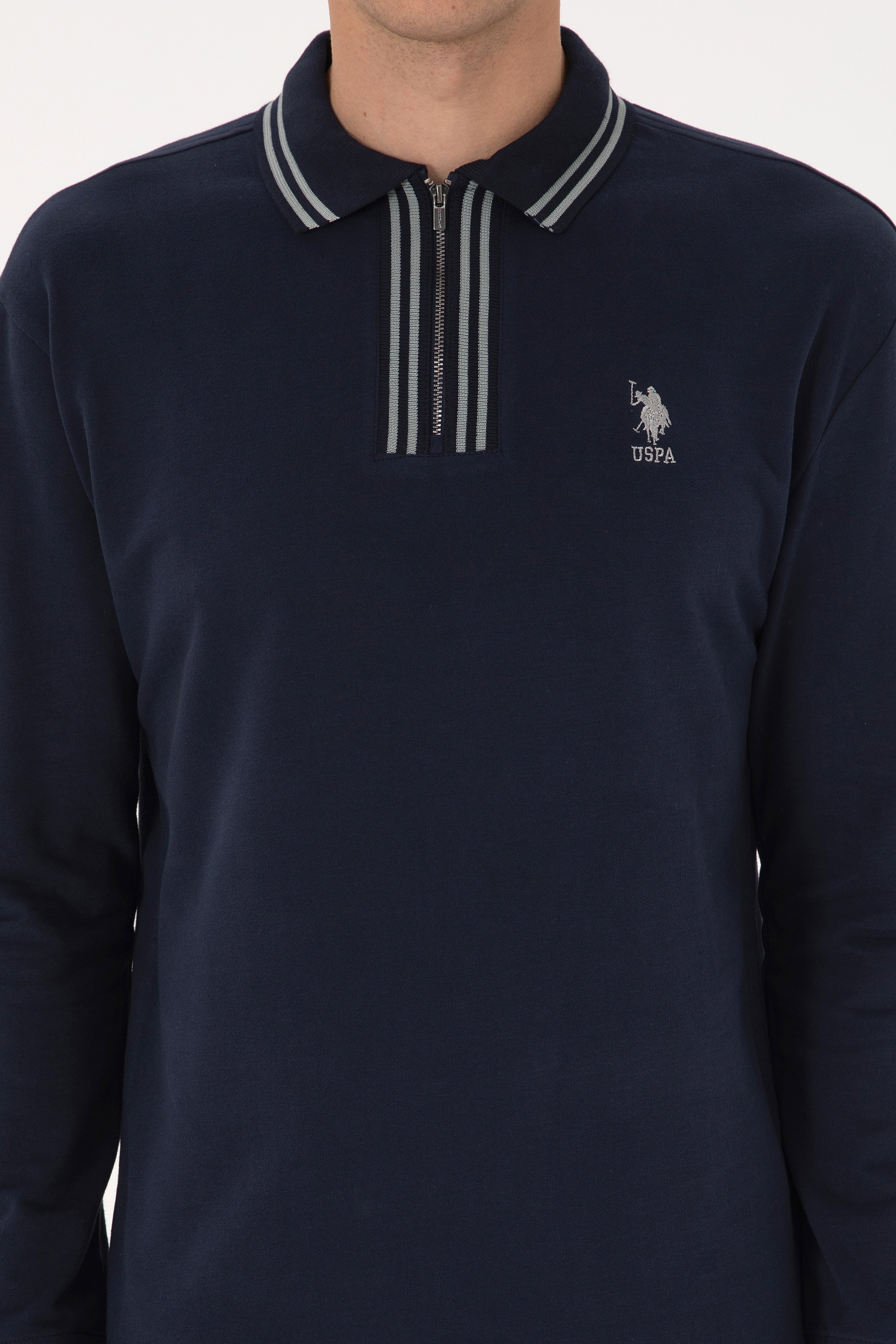 Erkek Comfort Fit Yarım Fermuarlı Lacivert Sweatshirt - Image 6