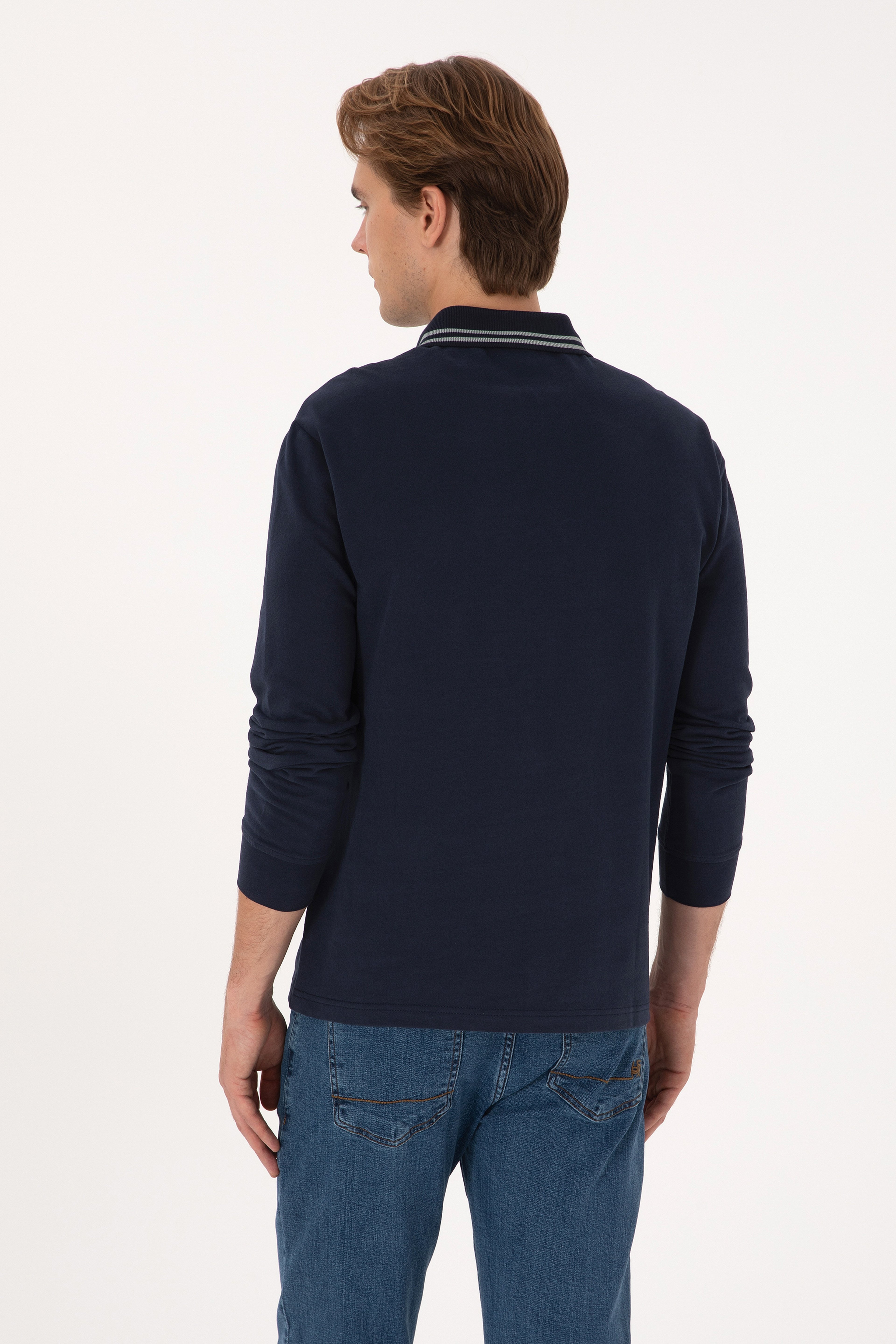 Erkek Comfort Fit Yarım Fermuarlı Lacivert Sweatshirt - Image 5