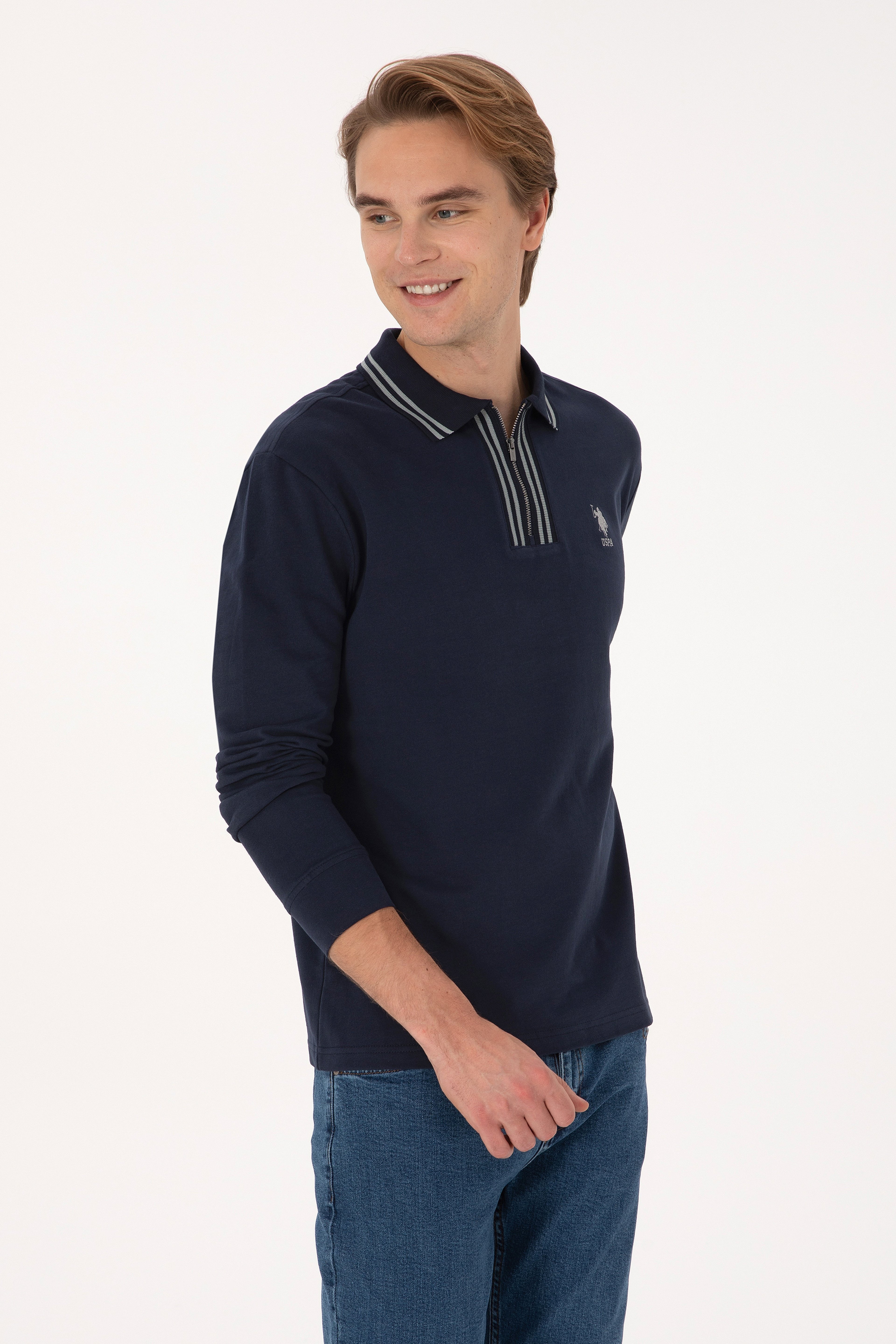 Erkek Comfort Fit Yarım Fermuarlı Lacivert Sweatshirt