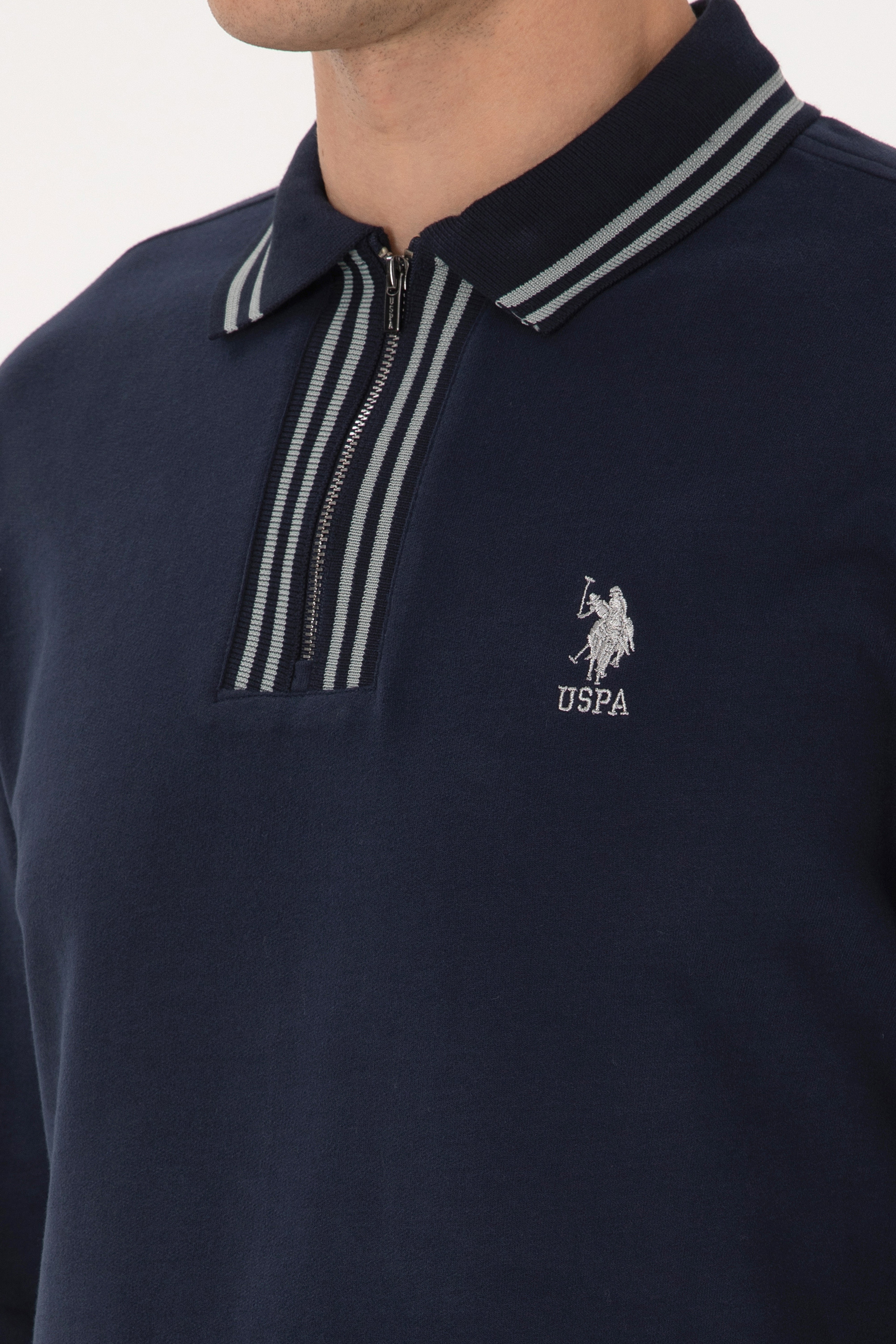Erkek Comfort Fit Yarım Fermuarlı Lacivert Sweatshirt