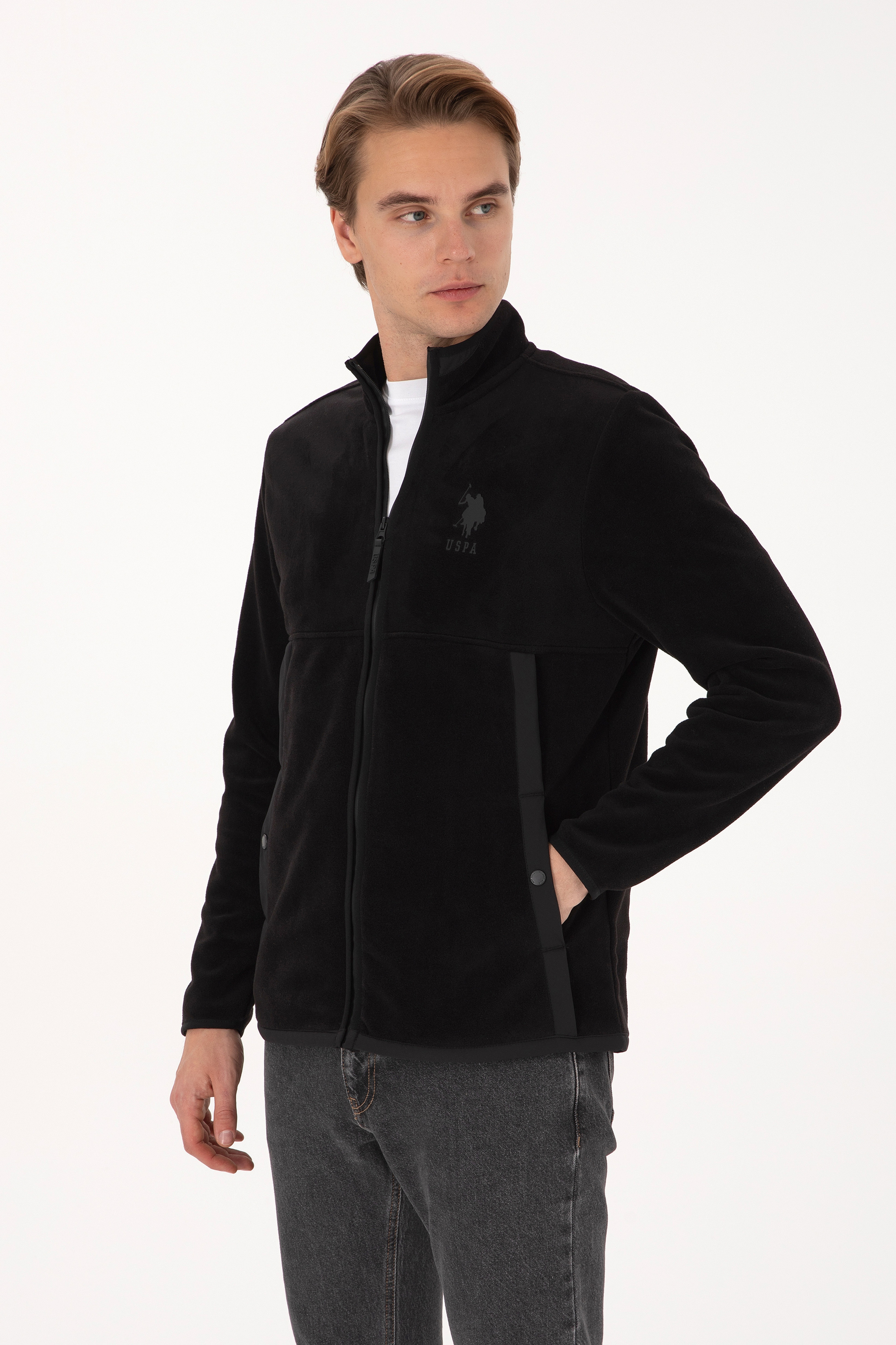 Erkek Regular Fit Fermuarlı Siyah Örme Hırka - Image 3