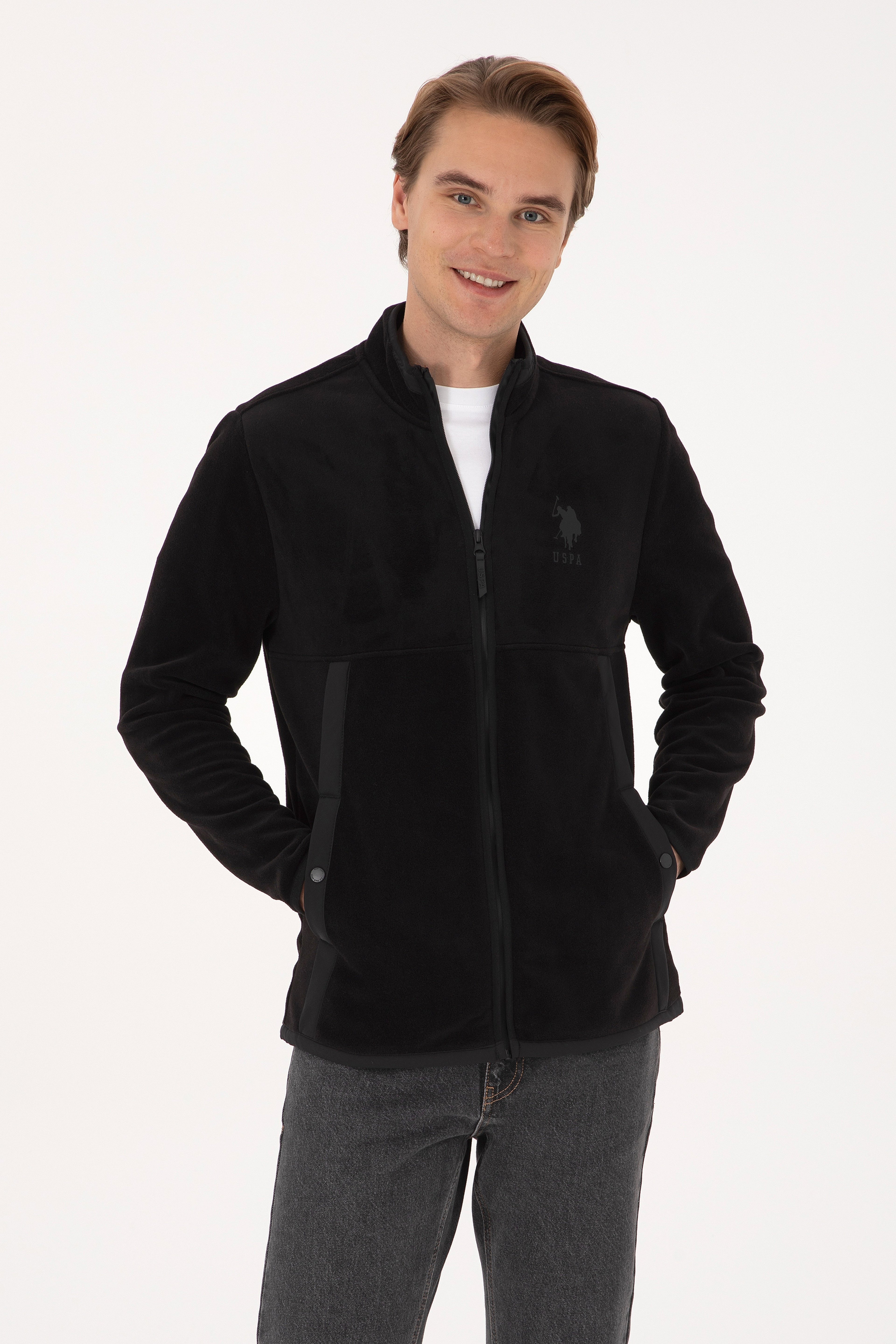 Erkek Regular Fit Fermuarlı Siyah Örme Hırka - Image 1
