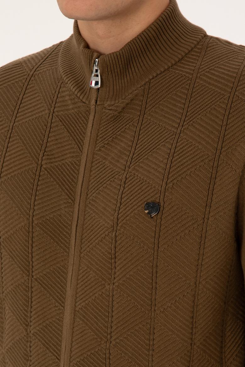 Erkek Haki Triko Hırka - 50315024065