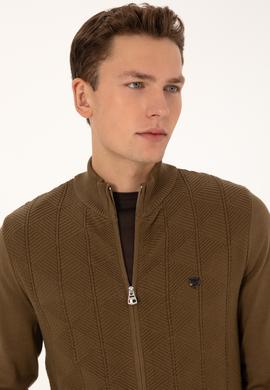 Erkek Haki Triko Hırka - 50315024065