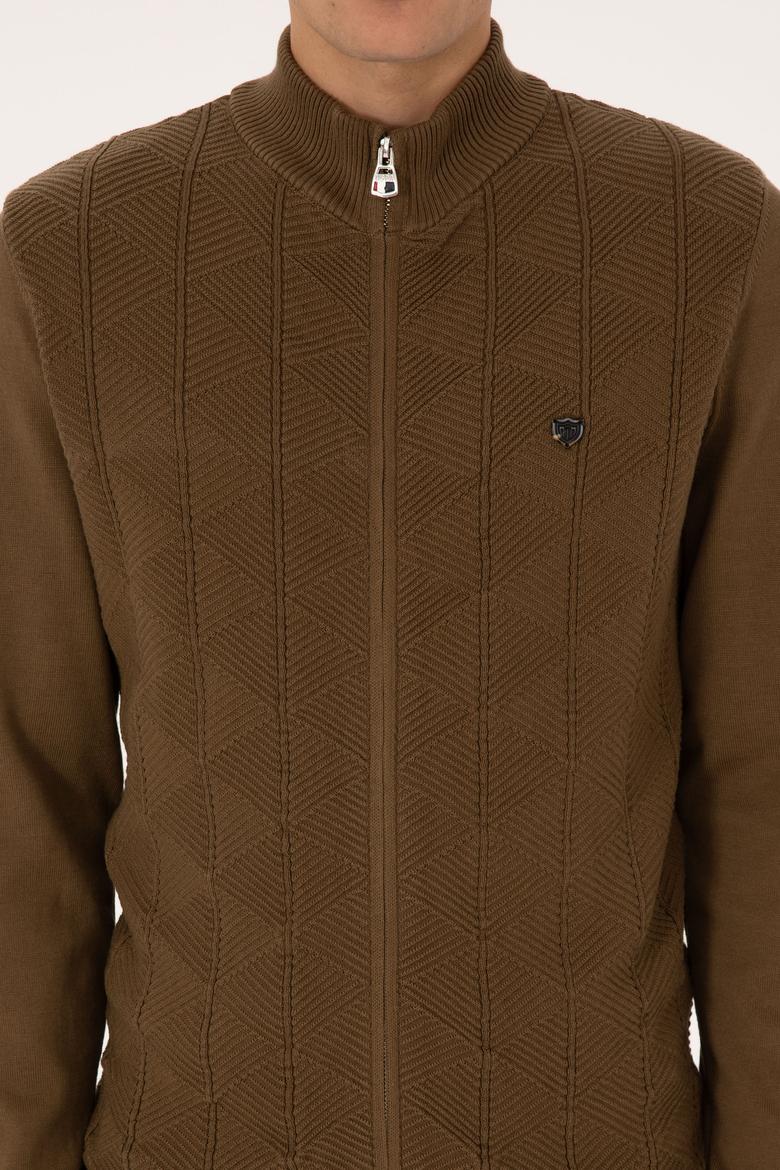 Erkek Haki Triko Hırka - 50315024065