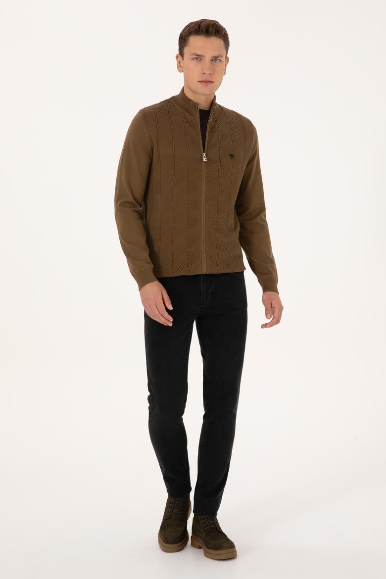 Erkek Haki Triko Hırka - 50315024065