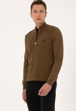 Erkek Haki Triko Hırka - 50315024065