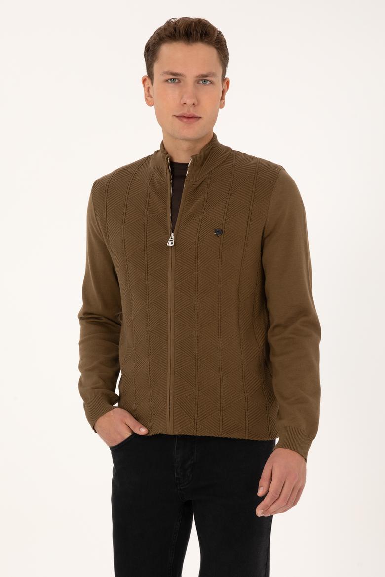 Erkek Haki Triko Hırka